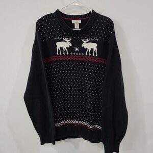 Vintage Dockers Mens Ugly Christmas Sweater Size XL Moose Snowflake Fair Isle